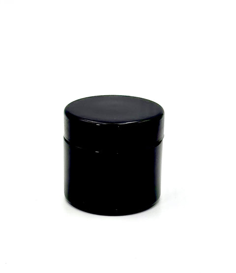 2oz Black Glass Glass Jar - Glossy/Black CRP Lid (Box of 200)