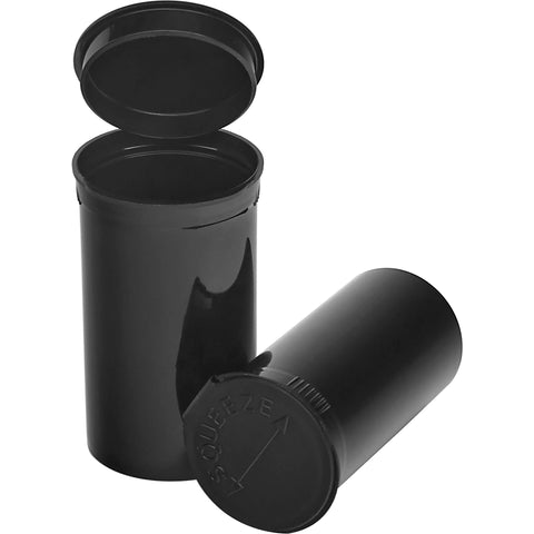19x116mm Glossy Black Plastic tube - Pop Top