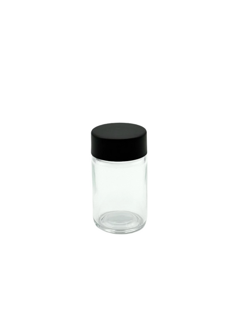 D 67mm x 39.2mm Glass Jar - Matte/Black CRP Lid (Box of 150)