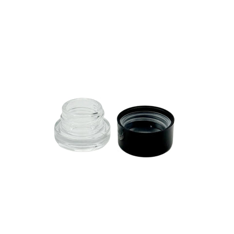 5 ml Clear Glass Jar - Glossy/Black CRP Lid (Box of 504)