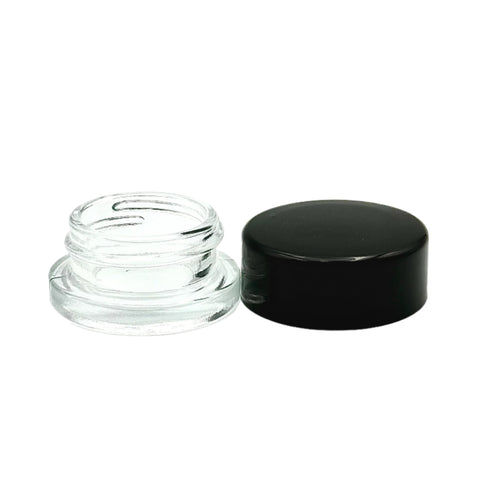 9 ml Clear Glass Jar - Glossy/Black CRP Lid (Box 320)