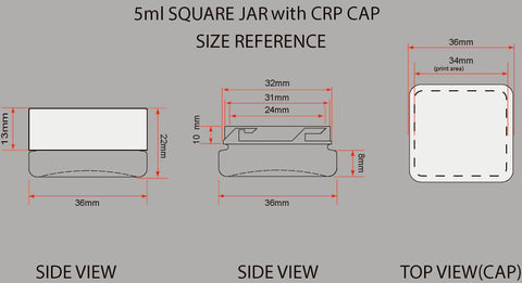 5 ml Cube Glass Jar - White CRP Lid (Box of 504)