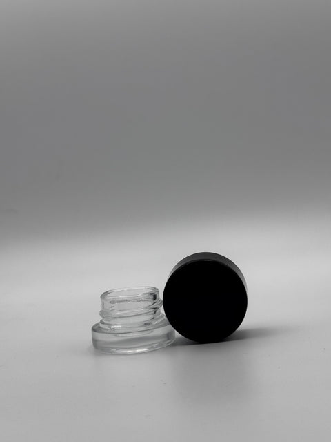 5 ml Clear Glass Jar - Glossy/Black CRP Lid (Box of 504)