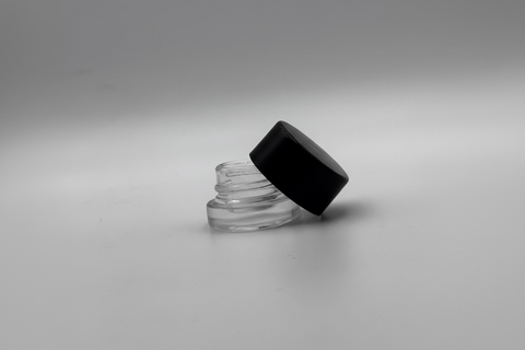 5 ml Clear Glass Jar - Glossy/Black CRP Lid (Box of 504)