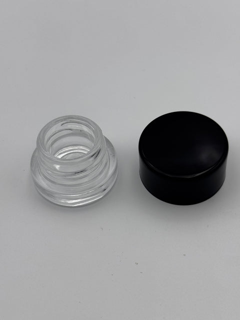 5 ml Clear Glass Jar - Glossy/Black CRP Lid (Box of 504)