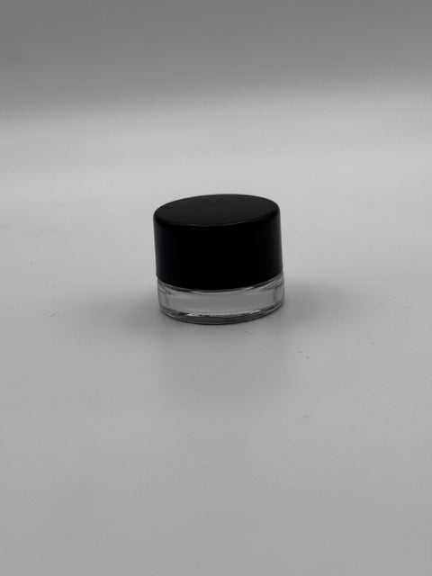 5 ml Clear Glass Jar - Glossy/Black CRP Lid (Box of 504)